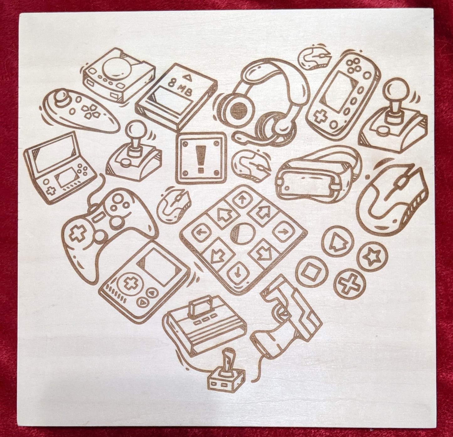 Gaming Heart Wood Canvas