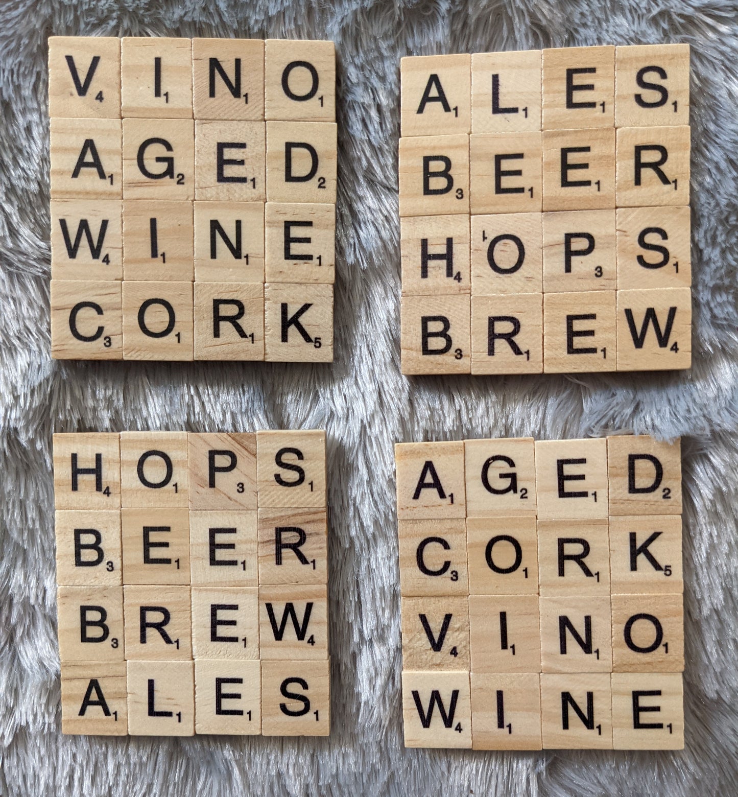 Drink Themed Scrabble Coasters
