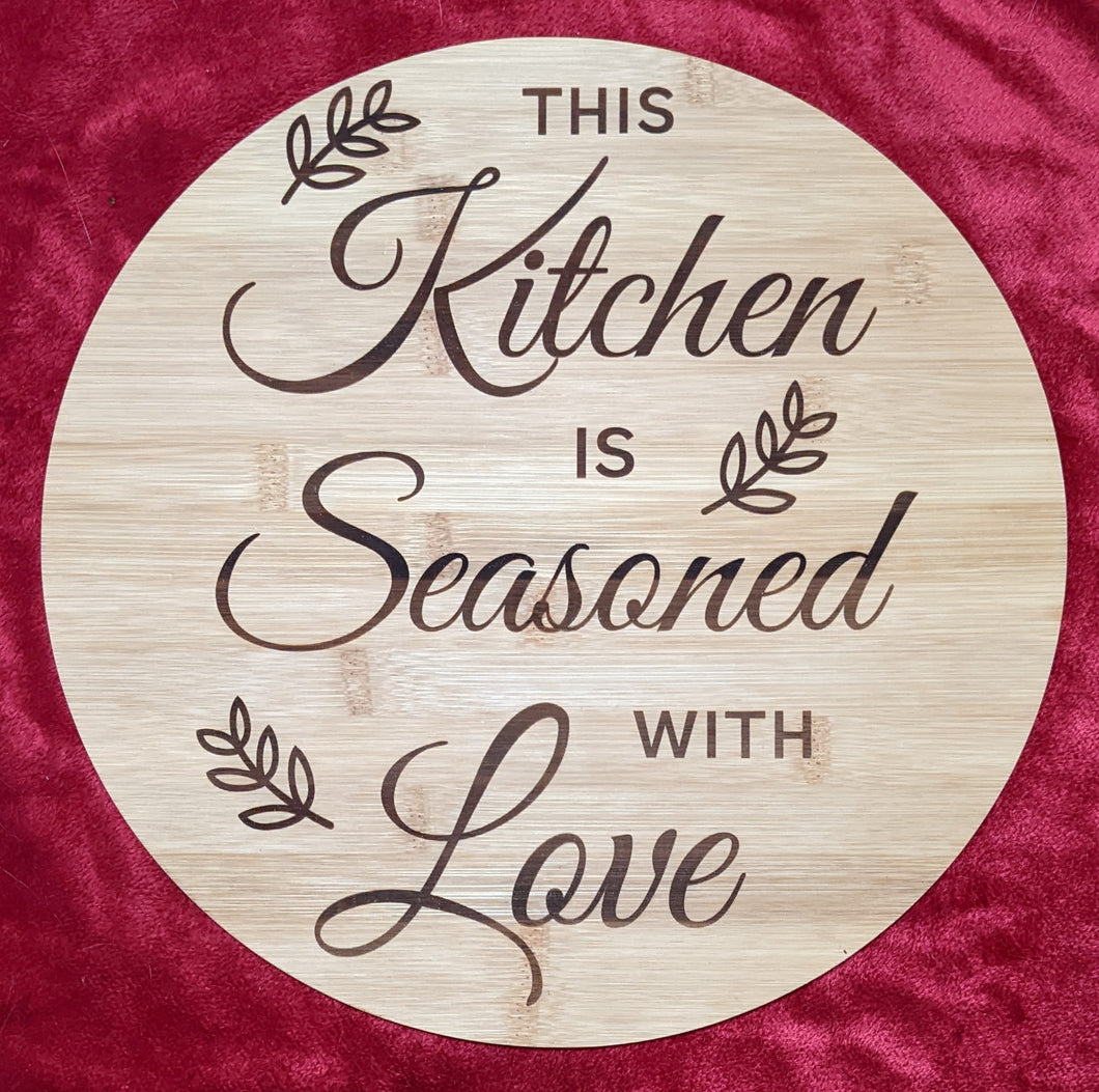 'Kitchen seasoned with love' Cutting Board