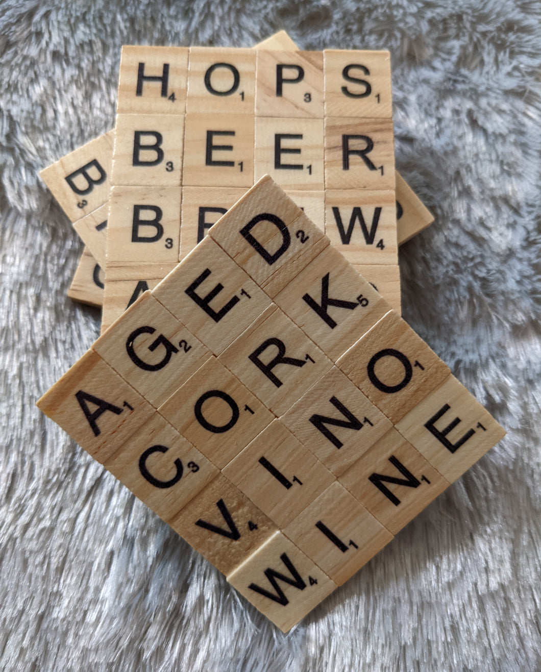 Drink Themed Scrabble Coasters