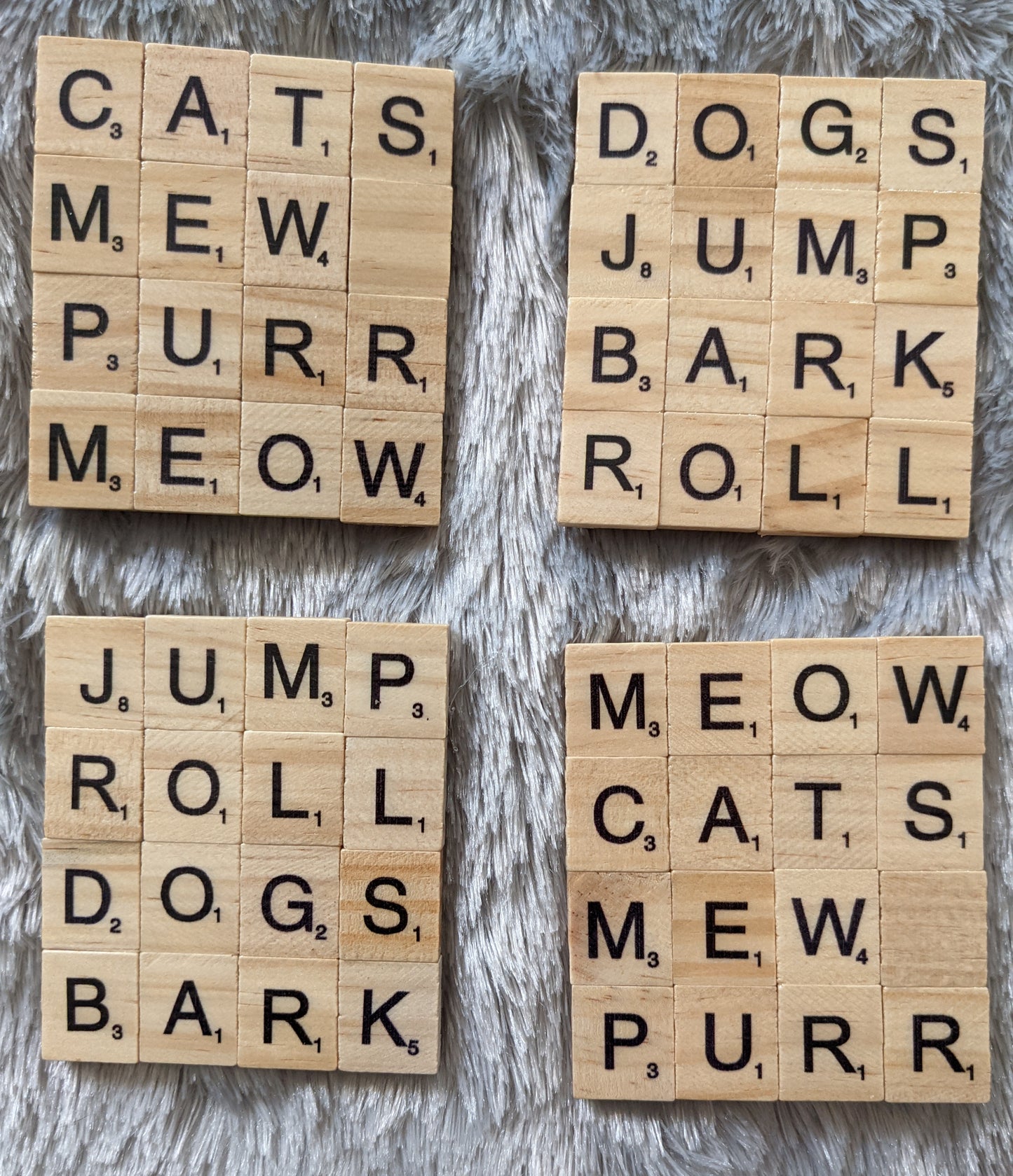 Cat and Dog Scrabble Coasters